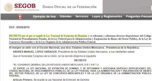 Entró en vigor la Ley de Extinción de Dominio, pese a polémica sobre su constitucionalidad