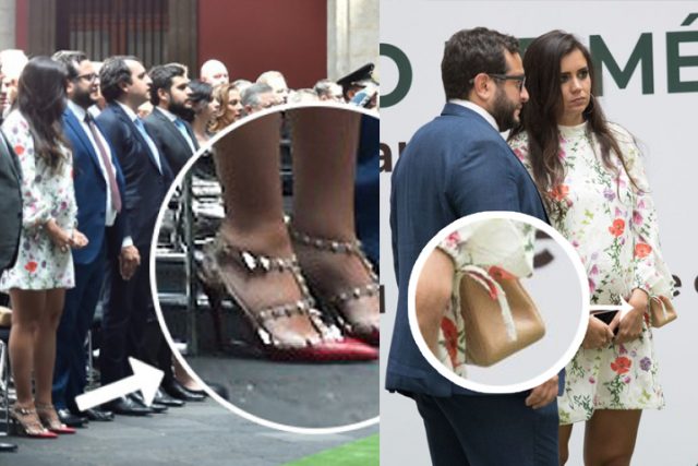 Bolsa de 100 mil pesos y pumps Valentinos, look de nuera de AMLO en Tercer Informe